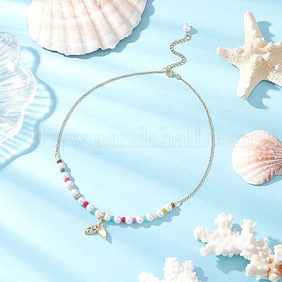 3 шт. 3 стиля ожерелья из круглых бусин из натурального кварца и ракушечного жемчуга NJEW-JN05302-1