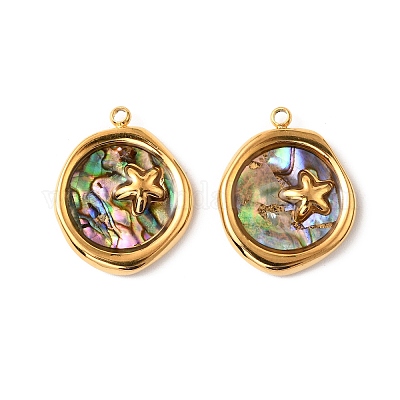 Подвески из натуральной ракушки пауа из нержавеющей стали 304 STAS-Z145-07G-03B-1