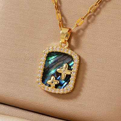 Простые латунные прозрачные кубические цирконии квадратные звездные подвески ожерелья WB2373-2-1