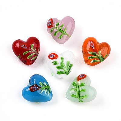 Бусины из стекла миллефиори ручной работы с неровностями LAMP-N024-42-1