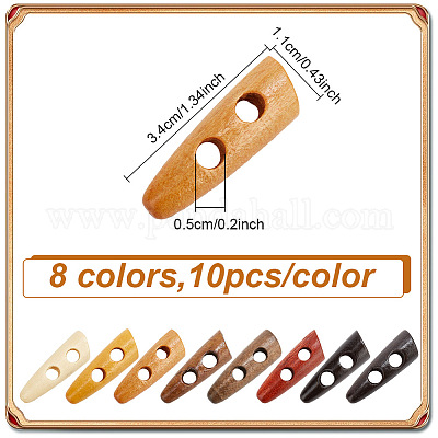 80 шт. деревянные пуговицы 8-х цветов BUTT-AN0001-03-1