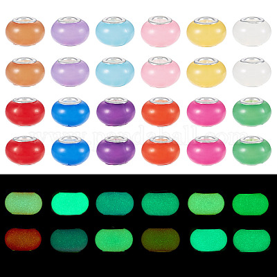 60 шт. двухцветные светящиеся акриловые европейские бусины LACR-TA0001-06-1