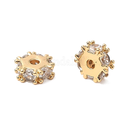 Латунные микро проложить кубического циркония бусы KK-A259-03G-1