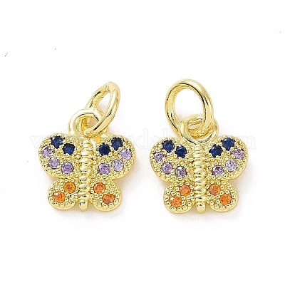 Латунные микро-паве красочные кубические циркониевые подвески KK-E068-VF100-1