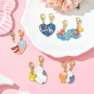 Сплав эмали разделенные подвесные украшения HJEW-JM02818-1