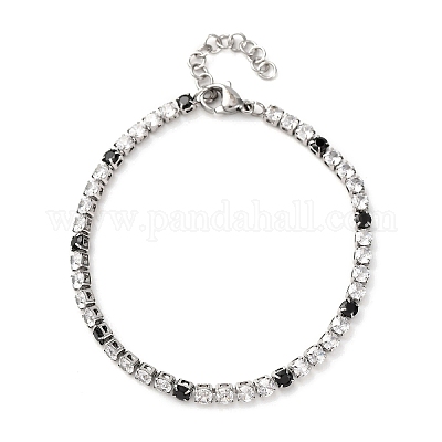 Браслеты-цепочки из нержавеющей стали 304 с кубическим цирконием для женщин BJEW-G754-01A-P02-1