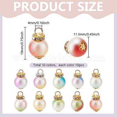 100 шт. 10-цветные градиентные подвески из АБС-пластика с имитацией жемчуга FIND-PH0023-54-1