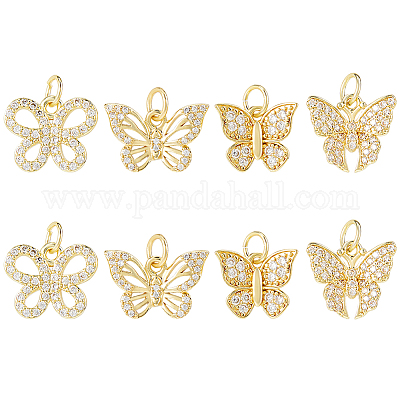 8 шт. 4 стиля латунные подвески с микропаве и кубическим цирконием KK-HS0015-21-1