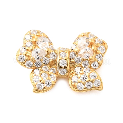 925 многорядное звено-бантик из стерлингового серебра с микропаве из прозрачных кубических цирконий STER-S013-02G-1