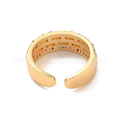 Открытые манжеты из латуни с микропаве кубический цирконий RJEW-R146-14B-G-1