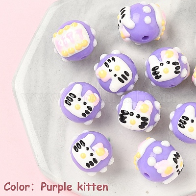 10 шт. расписанный вручную акрил с эмалевыми бусинами MACR-YW0003-28D-1