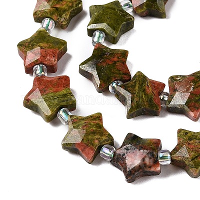 Природные Unakite бисер нитей G-T138-187-1