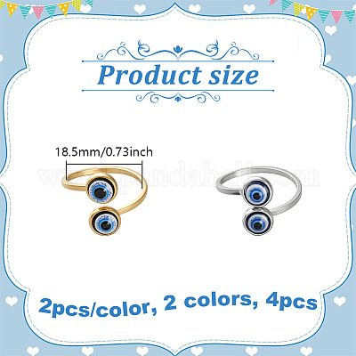 4 шт. 2-х цветные регулируемые манжеты из нержавеющей стали и смолы для женщин RJEW-GO0001-11-1