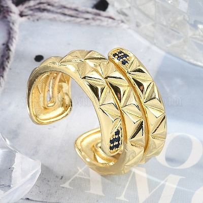 Открытые манжеты из латуни с микропаве и цирконием для женщин RJEW-R011-10G-01-1