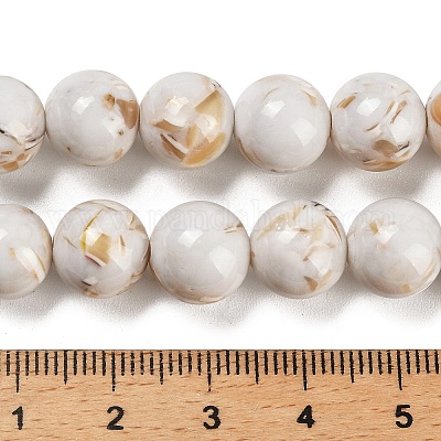 Собранные нити бусин из синтетического камня и ракушек трохус G-B128-08D-01-1