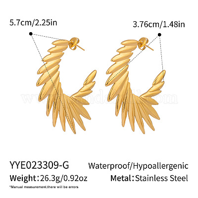 Серьги-гвоздики в форме крыльев ангела из нержавеющей стали в форме буквы С SR8841-1-1