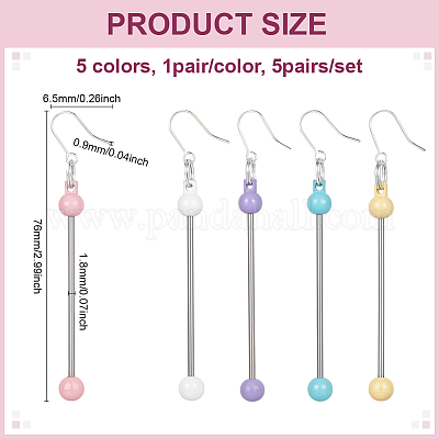 5 пара двухцветных пластиковых сережек-подвесок EJEW-PH0002-11-1