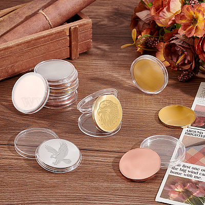 12 шт. 3 цвета железные пустые памятные монеты AJEW-GA0008-36-1