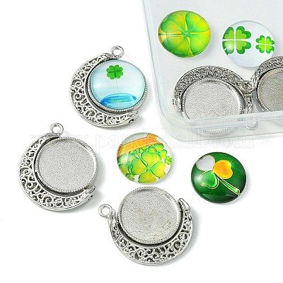 Наборы для изготовления вращающихся подвесок с клевером своими руками DIY-FS0005-44-1