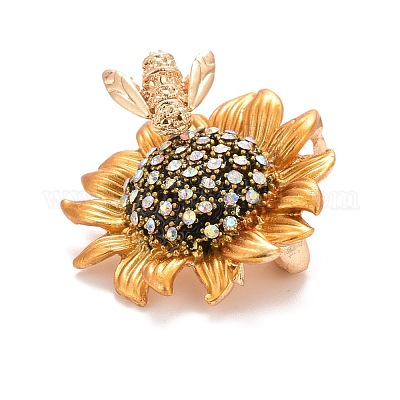 Подсолнух и значок пчелы кристалл горный хрусталь JEWB-E013-01G-1
