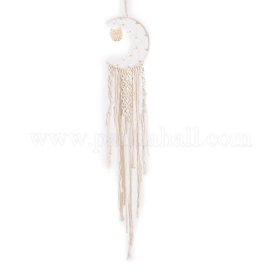 Подвесные украшения в виде луны из хлопка ручной работы в технике макраме PW-WG78944-01-1