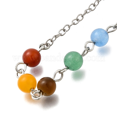 Маятники для лозоходства с чакрами из натурального красного агата G-M447-04ASP-1