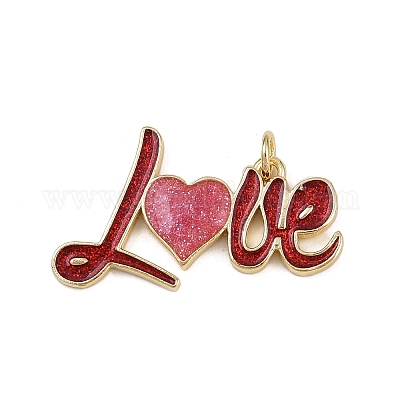 Подвески из латуни с эмалью на тему «слово любви» KK-B150-19G-02-1