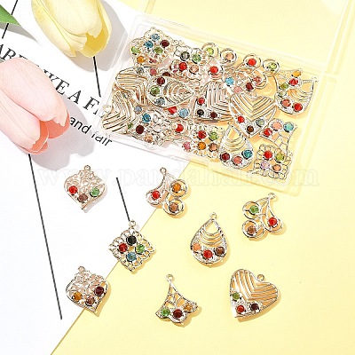 30 шт. 6 стиля подвески из железа и стекла IFIN-FS0001-52-1