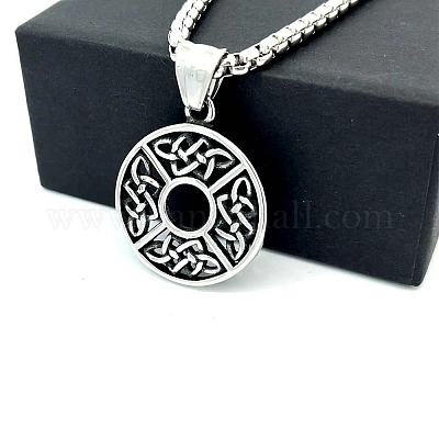 Винтажные полые ожерелья из нержавеющей стали с подвеской в виде монеты в виде узла викингов для женщин NL0157-1