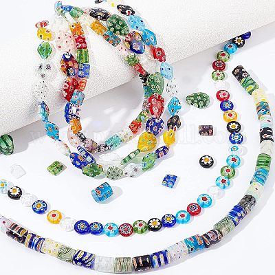 5 нити 5 стильных прямоугольных стеклянных бусин миллефиори ручной работы нити LK-OC0001-10-1