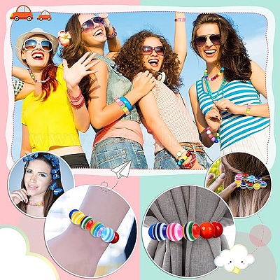 200 шт. 2-х видов полосатых смоляных бусин RESI-YW0002-11-1