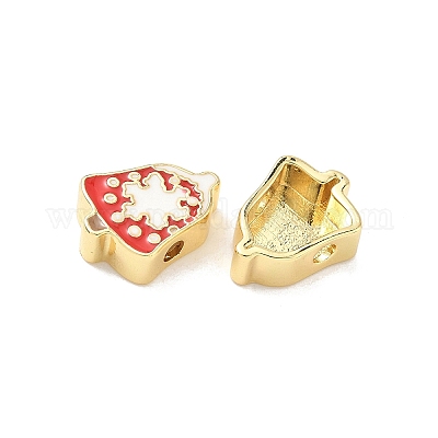 Рождественские латунные эмалевые бусины KK-I474-G27-1