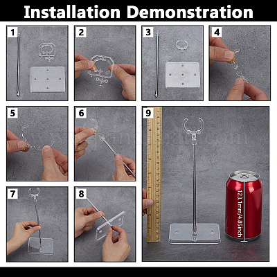 Собранные прямоугольные стойки для демонстрации фигурок из пластика PS с регулируемым железным кронштейном ODIS-WH0100-12D-1