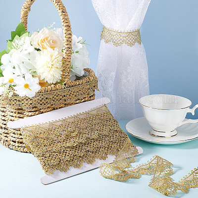 5 ярд ленты из металлической пряжи с цветочной кружевной отделкой SRIB-HY0001-07A-1