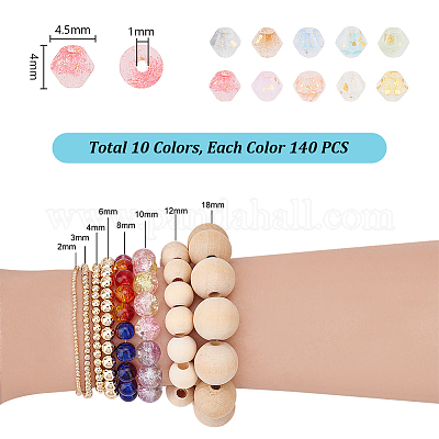 10 пакетик 10-х цветных биконусных прозрачных стеклянных бусин GLAA-PH0004-15-1