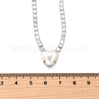 Теннисные ожерелья с прозрачными кубическими цирконами и латунным паве NJEW-K287-02P-1