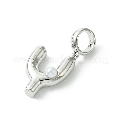 Покрытие стойки латунь с АБС-пластиком жемчуг европейские подвески KK-G501-02Y-P-1