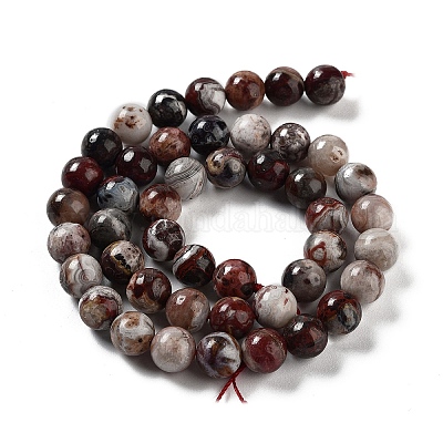 Натуральные мексиканские круглые бусины из красного агата и красного лагуны G-NH0005-A31-03-1