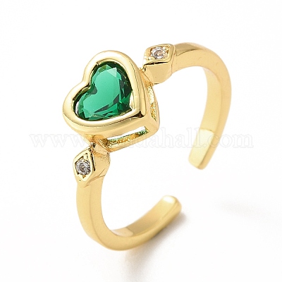 Открытое кольцо-манжета в форме сердца из кубического циркония RJEW-H101-15G-1