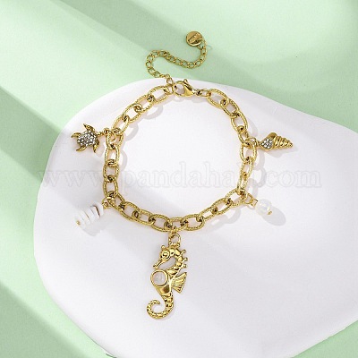 Браслеты с подвесками из нержавеющей стали 304 со стразами BJEW-L708-09G-1