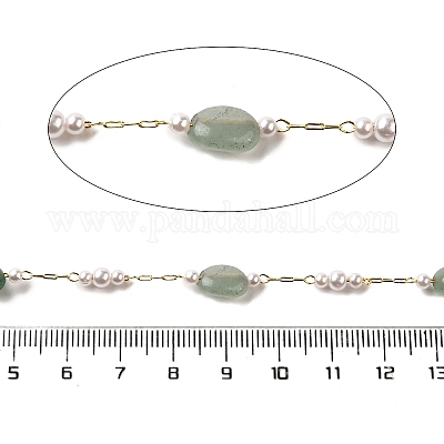 Цепочки из бисера из натурального зеленого авантюрина ручной работы CHC-F020-03G-01-1