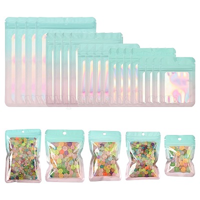 60 шт. 5 стиля прямоугольные блестящие голографические ПВХ пакеты с застежкой-молнией ABAG-FS0001-14B-1