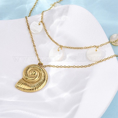 Двухслойные подвески в форме спиральной ракушки из нержавеющей стали 304 NJEW-L465-06G-1