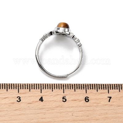 Натуральный тигровый глаз кольца палец RJEW-A084-03P-07-1