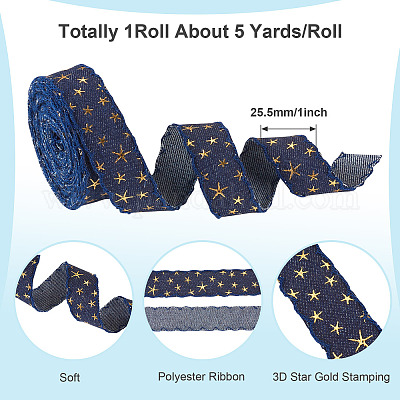 5 ярд полиэстеровой ленты для тиснения с 3D-звездой и золотом OCOR-TAC0023-14D-1