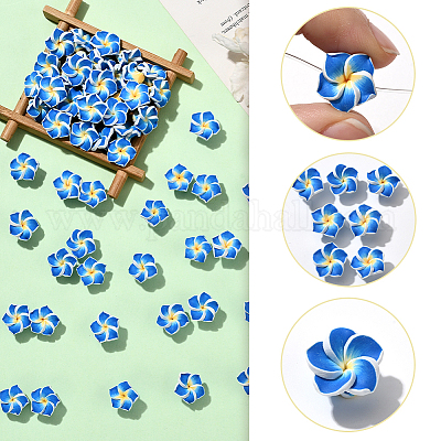 100шт полимерная глина ручной работы 3d цветок плюмерия бусины CLAY-SC0002-48A-1