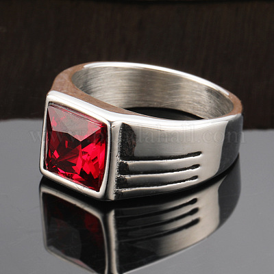 Модные кольца из нержавеющей стали 304 с кубическим цирконием для мужчин FS-WGE7444-03-1