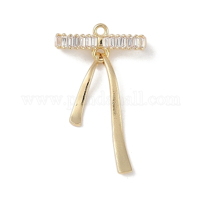 Латунные микропаве прозрачные подвески с фианитом KK-Z065-02G-1