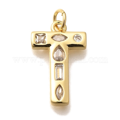 Латунные микропаве прозрачные подвески с фианитом KK-G521-01G-T-1