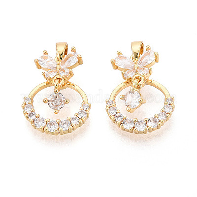 Латунные микро проложить кубического циркония подвески KK-N272-09G-1